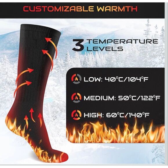 Heated Socks Men Women rechargeable Washable Battery Operated - Picture 3 of 9